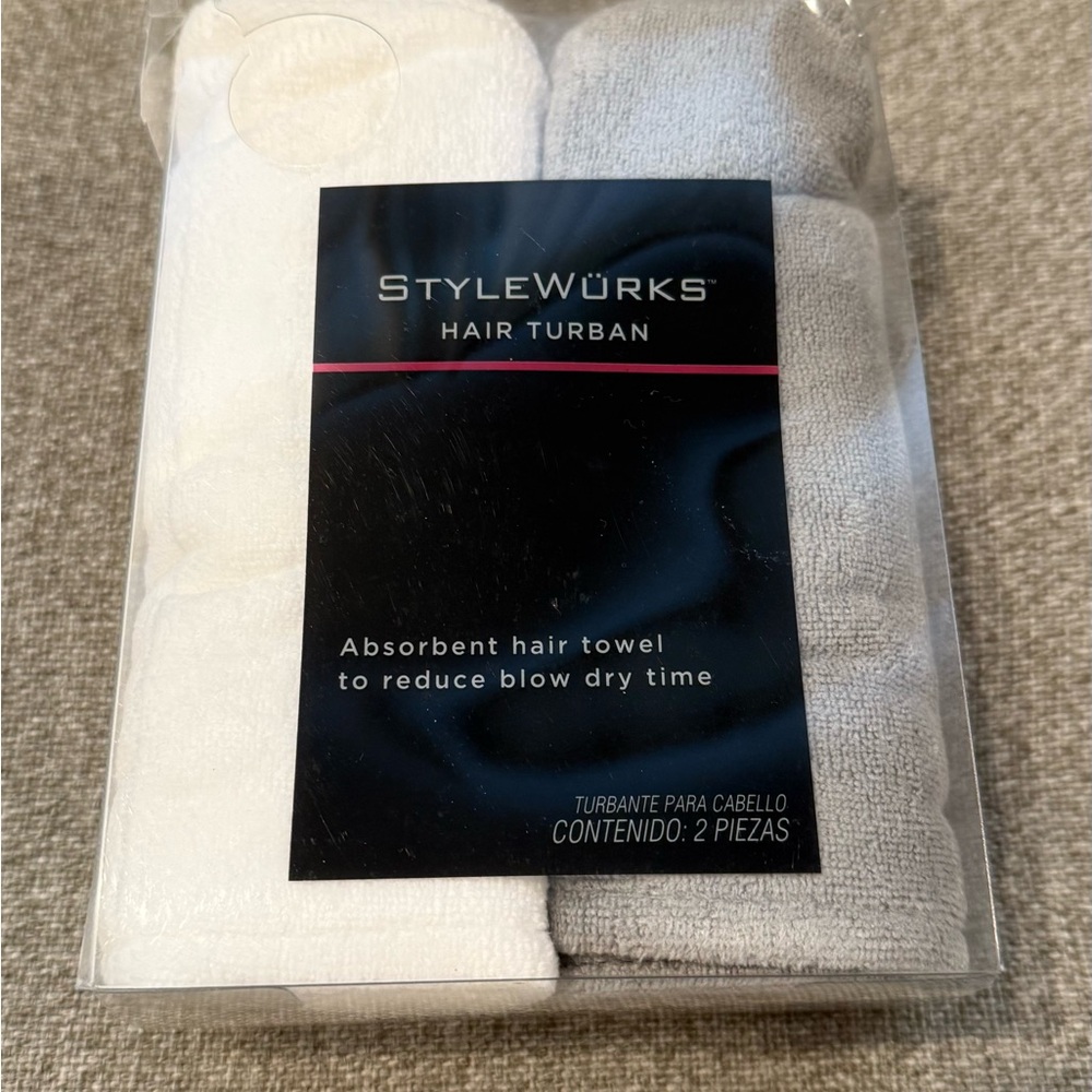 StyleWorks Hair Turban Set - White and Gray